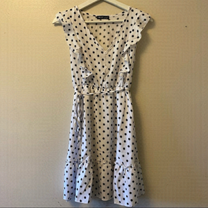 NEW SHEIN Polka Dot Ruffle Fit & Flare Mini Summer Dress in Black and White